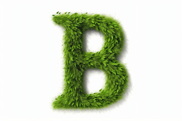 A letter b with grass on a white background, eco text effect, isolated letter with grass effect high quality
