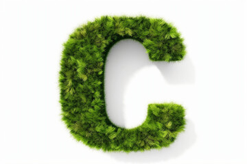 A letter c with grass on a white background, eco text effect, isolated letter with grass effect high quality