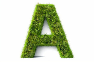 A letter a with grass on a white background, eco text effect, isolated letter with grass effect high quality