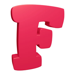 Pink alphabet letter f in 3d rendering for education, text concept