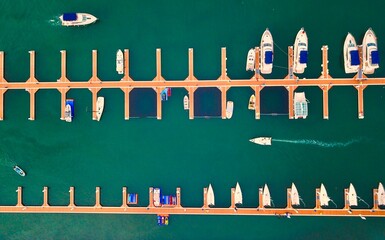 boats on harbour china  - obrazy, fototapety, plakaty