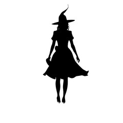 witch silhouette isolated on a transparent background, generative ai - obrazy, fototapety, plakaty