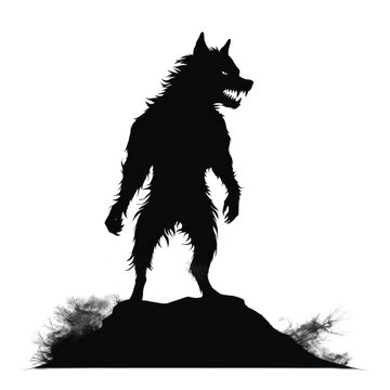 werewolf silhouette isolated on a transparent background, generative ai