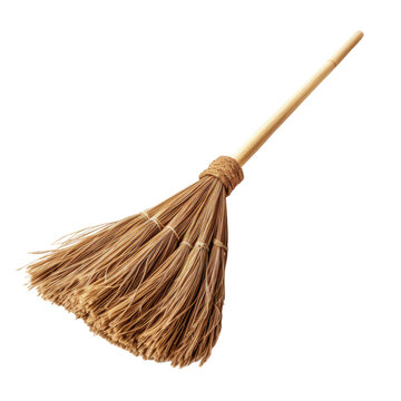 witch broom isolated on a transparent background, generative ai