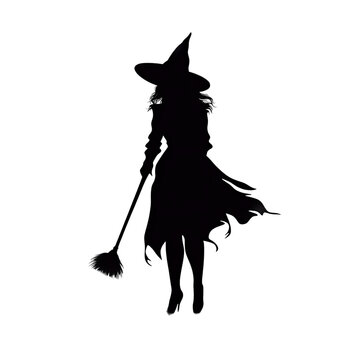 witch silhouette isolated on a transparent background, generative ai