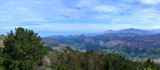 Fototapeta na wymiar Travelling by car to mountain view points in Asturias, North of Spain, Picos de Europa mountain range