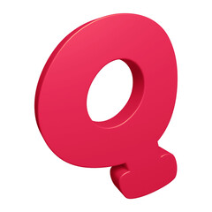 Pink alphabet letter q in 3d rendering for education, text concept