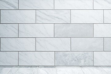 Fototapeta premium minimalist white interior with marble wall and floor tiles. Generative AI