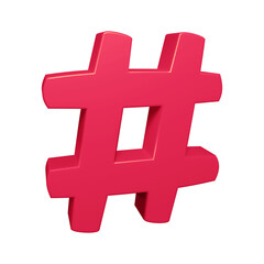 Obraz premium Pink hashtag symbol or icon design in 3d rendering 