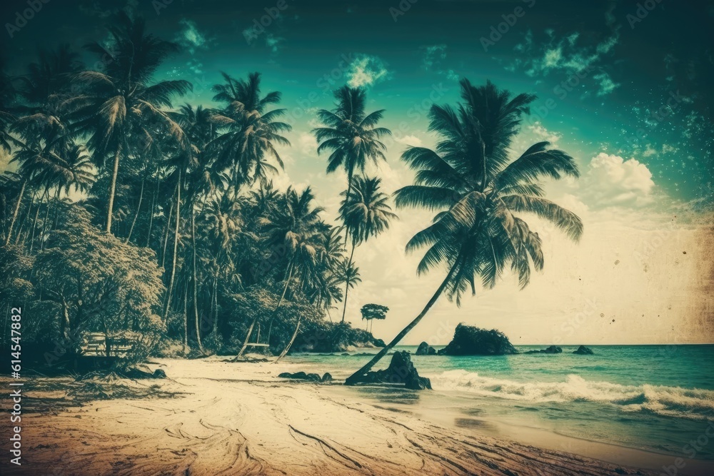 Poster background of nature in retro style. generative ai