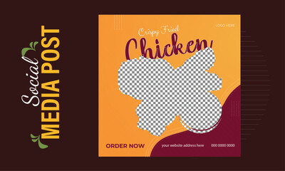 Crispy Fried  Chicken Food Social Media Post Design Template