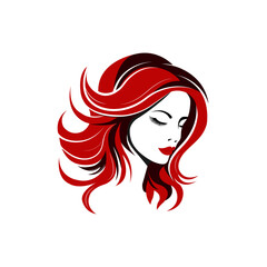 Beautiful face of a girl with closed eyes and red hair. Side view. Vector illustration.