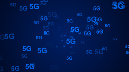 Abstract digital 5G Internet technology blue background.