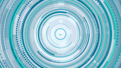 Circle white blue and green neon lines technology Hi-tech bright background. Abstract graphic digital future scifi concept design.