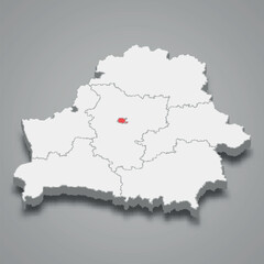 Obraz premium Minsk City region location within Belarus 3d imap