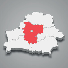 Minsk oblast region location within Belarus 3d imap