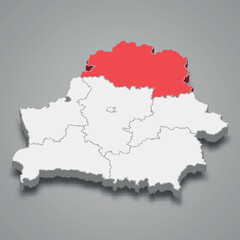 Vitebsk oblast region location within Belarus 3d imap