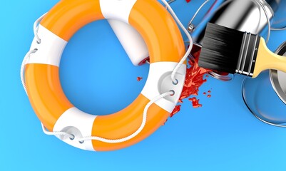 Life buoy with paint buckets