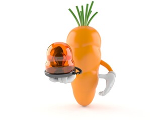 Carrot character holding emergency siren