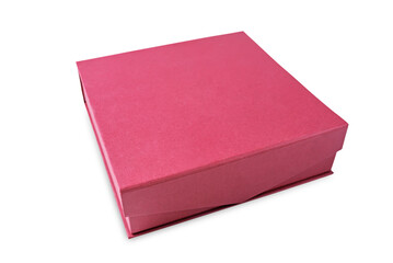 Red square gift box on a white isolated background