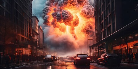 Nuclear explosion in a city because of war