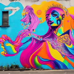 vibrant colors of street art  to the city. ai generated