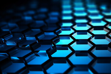 Fototapeta premium Abstract background formed from Futuristic blue hexagon , Glass blue Pattern, Geometric Crystals, Abstract