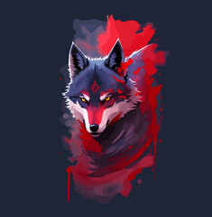 Wolf illustration  ai generated
