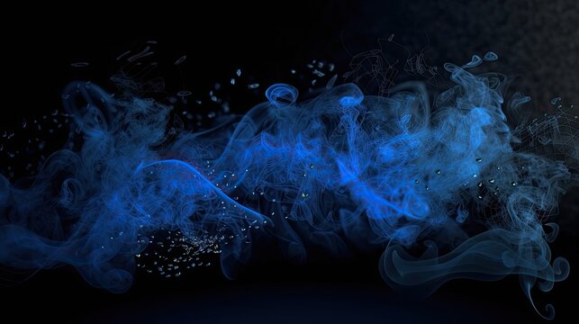 Royal blue smoke with particle effects, background image artwork, AI