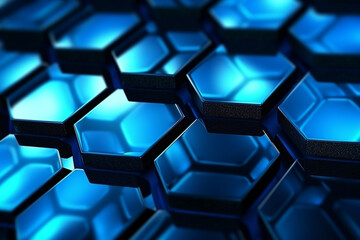 Abstract background formed from Futuristic blue hexagon , Glass blue Pattern, Geometric Crystals, Abstract
