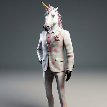 Unicorn wearing a suit 