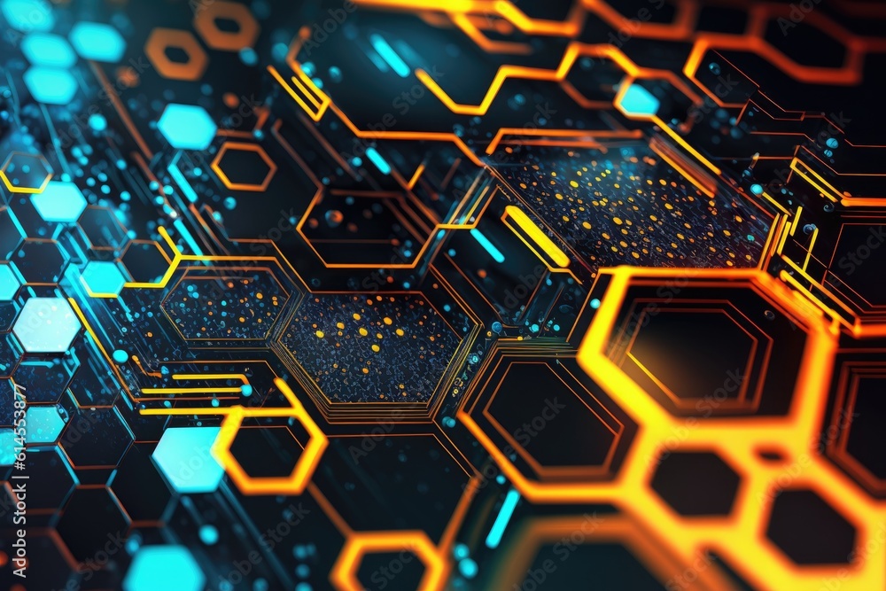 Aufkleber tabletop covered in colorful hexagonal tiles. generative ai