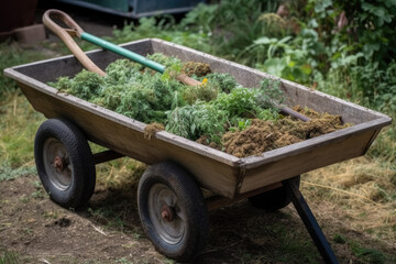 Fototapeta premium Weed in wheelbarrow. 