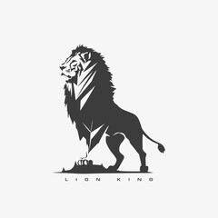 Lion King vector logo template. Wild animal lion.
