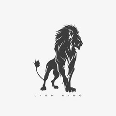 Lion King vector logo template. Wild animal lion.