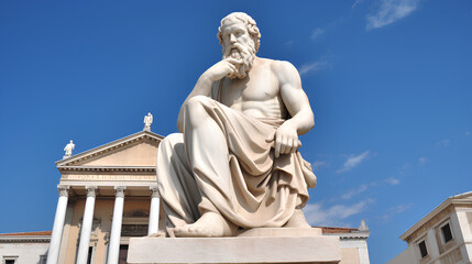 Fototapeta na wymiar Socrates statue in Athens in front of the National Academy