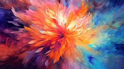 Photo sur Plexiglas Mélange de couleurs kaleidoscope art, vibrant explosion of colors and shapes