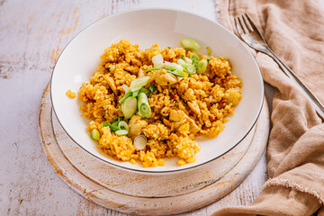 Chicken Biryani with green onions