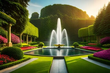 fountains in the parkgenerated by AI technology 