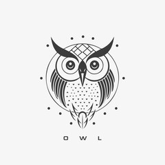 Modern abstract Owl logo template. Owl bird line art.