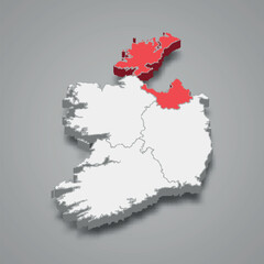 Ulster province location within Ireland 3d map - obrazy, fototapety, plakaty