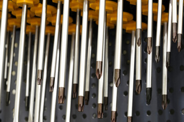 Slotted screw driver and phillips screw driver, Close up Screwdriver, metal tool, plastic handle, orange black