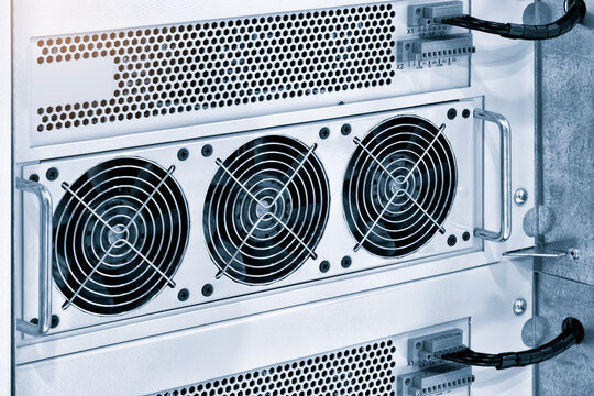 Cooler Fan inside Desktop Computer Case PC supercomputer server or computing unit