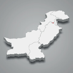 Fototapeta premium Islamabad city location within Pakistan 3d imap
