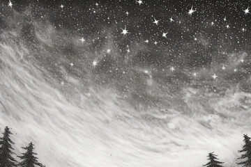 Stars, fresh sky with star, plain, minimal, sketchy, pencil sketch style, black and white. AI generative