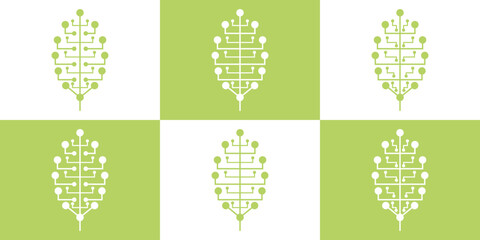 Abstract inspiration logo tree with technology style, leaf technology logo design