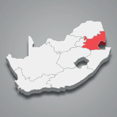 Obraz premium state location within South Africa 3d imap