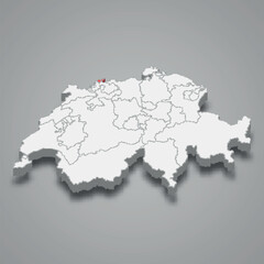 Basel-City cantone location within Switzerland 3d map