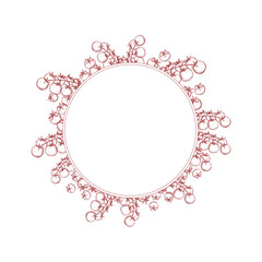 Cherry tomatoes frame template with tomato branches for text, label, print, logo. Illustration of a set of vegetable engraved by hand in a sketchy style. Food background design element 