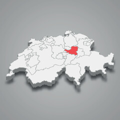 Schwyz cantone location within Switzerland 3d map